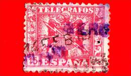 SPAGNA - Usato - 1949 - Telegrafo - Stemma - 15 C - Telegramas