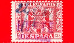 SPAGNA - Usato - 1949 - Telegrafo - Stemmi Araldici - Coat Of Arms - 50 - Telegraph