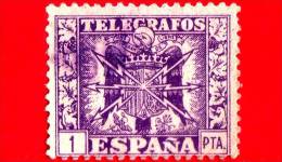 SPAGNA - Usato - 1949 - Telegrafo - Stemmi Araldici - Coat Of Arms  - 1 P - Télégraphe