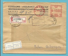 Aangetekende Brief Met Roodfrankeering (F1528) Met Stempel ANTWERPEN Naar SIVRY, Strookje RETOUR...... - 1960-79