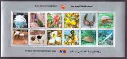 2003 BAHRAIN World Environment Day Flowers Birds Marine Marine Sheetlet Complete Set 12 Values MNH   (Or Best Offer) - Bahrain (1965-...)