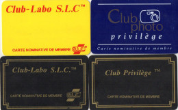 CARTES D'ENTREPRISE  CLUB-LABO  S.L.C.  Travaux Photos Matériel & Films  (lot De 4) - Autres & Non Classés