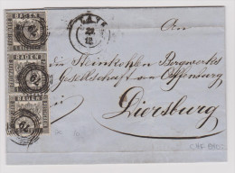 Baden 1864-12-29 Lahr Brief Mit 3er Streifen 1 Kreuzer Mi#17 D.grau N.Diersburg - Brieven En Documenten