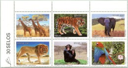 N° Yvert 2991 à 2996 - Bloc Timbres Du Brésil (2007) - MNH - Parcs Zoologiques Du Brésil (JS) - Usati