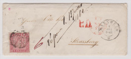 Baden 1862-07-04 Mannheim Brief Mit Mi#12 Nach Strassburg - Briefe U. Dokumente