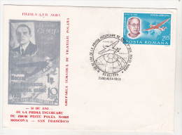 Romania Old Cover Special Cancelation - Aerophilately - 50th Anniversary First Attempt To Flight Over North Pole - Expéditions Arctiques
