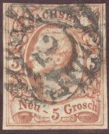 Sachsen 1856 Mi# 12 Mit Nr.-Stempel # 2 - Saxony