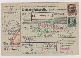 Bayern 1919-10-07 Paketkarte Nach Balsthal CH - Covers & Documents