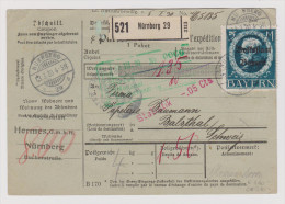 Bayern 1920-03-20 Paketkarte Nach Balsthal CH Mi168A+3x165A - Brieven En Documenten