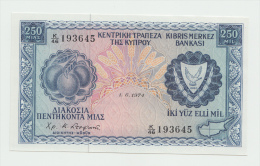 Cyprus 250 Mils 1-6- 1974 UNC NEUF Pick 41b  41 B - Zypern
