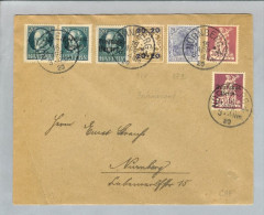 Bayern Nürnberg 1920-04-16 Brief 7 Versch. 20Pf.-Marken - Lettres & Documents