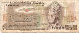 BILLETE DE GUATEMALA DE 1/2 QUETZAL DEL  2 ENERO 1974 (BANK NOTE) - Guatemala