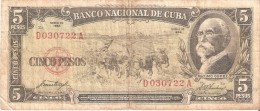 BILLETE DE CUBA DE 5 PESOS DEL AÑO 1958   (BANKNOTE)  MAXIMO GOMEZ - Kuba