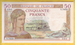 BILLET FRANCAIS - 50 Francs Cérès 17.3.1938 SUP - 50 F 1934-1940 ''Cérès''