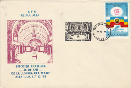 24938- GREAT 1918 UNIFICATION, ALBA IULIA UNION HALL, SPECIAL COVER, 1983, ROMANIA - Brieven En Documenten