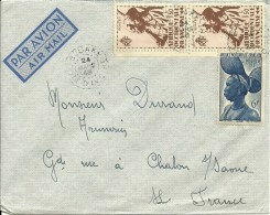 MARCOPHILIE- Lettre Avion 1948- Côte D'Ivoire Pour France - Timbres AOF N°13 En Paire Bord De Feuille +n°38 - Brieven En Documenten