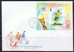 NORTH KOREA 2014 FIFA WORLD CUP BRAZIL SOUVENIR SHEET FDC IMPERFORATED - 2014 – Brazil