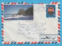 POLYNESIE FSE LETTRE 1982 TIMBRE P.A. N° 118 (YT) SOUVERAIN DE RAIATEA CàD PAPEETE R.P. - Cartas & Documentos