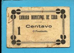 CUBA - CÉDULA De 1 CENTAVO - ND - Escassa - M. A. 798 Variant- COM Chancela - PORTUGAL - EMERGENCY PAPER MONEY - NOTGELD - Portugal