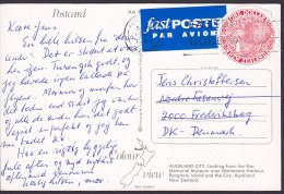 New Zealand PPC Auckland FASTPOST Par Avion Label AUCKLAND 1993 Denmark 1$ Bird Vogel Oiseau (2 Scans) - Lettres & Documents