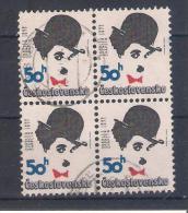 Czechoslovakia 1989  Mi Nr 2981 Ch. S. Chaplin   Block Of 4 (a5p23) - Actores