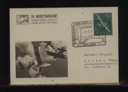 POLAND 1959 SCARCE VII INTERNATIONAL FLYING TOYS CHAMPIONSHIPS BLACK/WHITE PC LESZNO FLIGHT AIRCRAFT PLANE - Airplanes