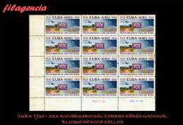 TRASTERO. CUBA MINT. 1960-11 XXX ANIVERSARIO DEL CORREO AÉREO NACIONAL. BLOQUE DE DOCE SELLOS - Neufs