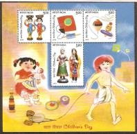 India 2010 Children´s Day Kite Toys Seller Spinning Top Puppet Doll 4v M/s MNH Inde Indien - Neufs