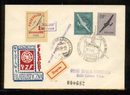 POLAND 1958 SCARCE 3RD GLIDER FLIGHT FLOWN COVER ZMIGROD K MILICZA CINDERELLA STAMP - Gleitflieger