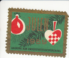 Denemarken Kerstvignet Cat AFA Julemaerker Aalborg Alm. Underst. Jaar 1959 - Local Post Stamps