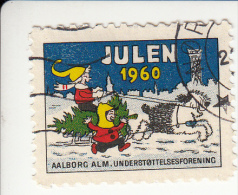 Denemarken Kerstvignet Cat AFA Julemaerker Aalborg Alm. Underst. Jaar 1960 - Local Post Stamps