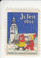 Denemarken Kerstvignet Cat AFA Julemaerker Aalborg Alm. Underst. Jaar 1961 - Lokale Uitgaven