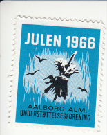 Denemarken Kerstvignet Cat AFA Julemaerker Aalborg Alm. Underst. Jaar 1966 - Local Post Stamps