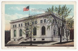 MANSFIELD OH U.S. POST OFFICE BUILDING ~ TOWN VIEW ~ 1930s Vintage Ohio Postcard [5940] - Autres & Non Classés