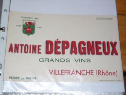 BUVARD -  ANTOINE DEPAGNEUX GRANDS VINS VILLEFRANCHE RHONE . PRENOM DE RIGUEUR . FONDATION 1866 TRADE MARK A.D.X - V