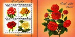 Azerbaijan - 2014 - Flowers - Roses - Mint Souvenir Sheet + Mint Stamp Sheetlet - Azerbaïdjan