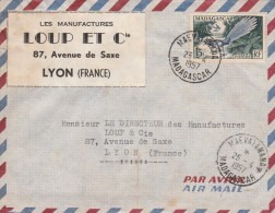 Madagascar Yvert  324  Sur Lettre  Avion  MAEVATANANA 25/4/1957 - Covers & Documents