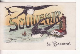 Carte Postale Fantaisie De BACCARAT (Meurthe Et Moselle) Souvenir De BACCARAT-Oiseau-Hirondelle-Maison-VOIR 2 SCANS - Baccarat