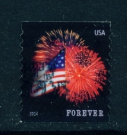 USA  -  2014  Flag And Fireworks  Forever  Used As Scan - Oblitérés