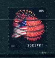 USA  -  2014  Flag And Fireworks  Forever  Used As Scan - Usati