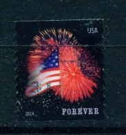 USA  -  2014  Flag And Fireworks  Forever  Used As Scan - Gebraucht