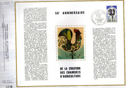 Feuillet Tirage Limité CEF 258 S Soie 50e Anniversaire De La Création Des Chambres D´agriculture Coq - Lettres & Documents