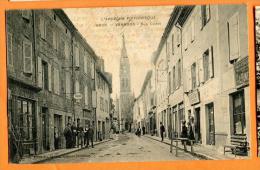 MNG-10  Vernoux Rue Cadet Tabac, Très ANIME. Circulé Sous Enveloppe En 1915 - Vernoux