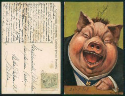 ARTIST SIGNÉE-  [OF #13213] -  Arthur Thiele - Portrait De Mr Cochon Hilare - PIG - Thiele, Arthur