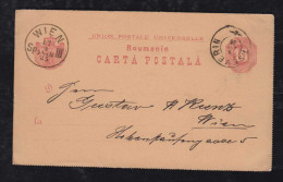 Rumänien Romania 1885 Stationery T. SEVERIN To VIENNA Austria - Cartas & Documentos