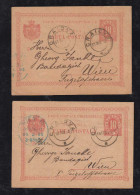 Rumänien Romania 1895 2 Stationery Cards CRAIOVA To VIENNA Austria Attractive - Cartas & Documentos