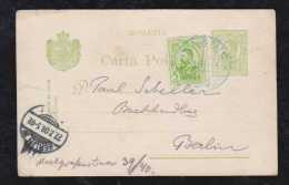 Rumänien Romania 1908 Uprated Stationery Card To BERLIN Germany - Cartas & Documentos