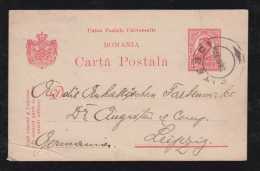 Rumänien Romania 1909 Stationery Card PITESCI To LEIPZIG Germany - Covers & Documents