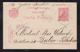 Rumänien Romania 1910 Stationery Card Mi# P52II DOROHO To BERLIN Germany - Cartas & Documentos