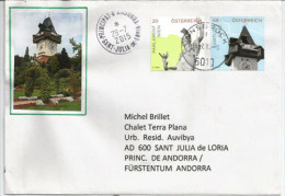 Belle Lettre De La Forteresse De Schloßberg (Graz) Et Son Horloge, Adressée En Andorre, Avec Timbre à Date Arrivée - Covers & Documents